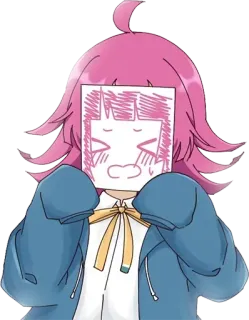 😆 f6c86663 anime, cartoon, character, illustration, pink hair, drawing telegram sticker