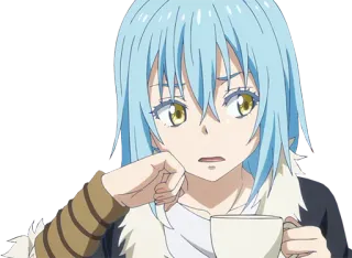 🤨 11f26738 Rimuru Tempest That Time I Got Reincarnated as a Slime Anime, Slime, niebieskie włosy, Kawaii, reinkarnacja telegram sticker