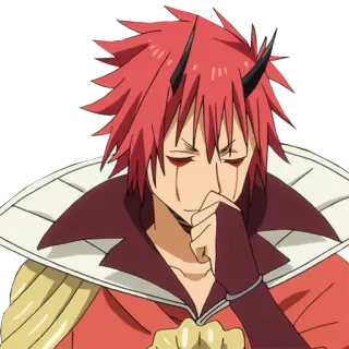 😏 08e695f7 Benimaru That Time I Got Reincarnated as a Slime anime, Benimaru, red hair, horns, Demon, tenseishitara slime datta ken telegram sticker