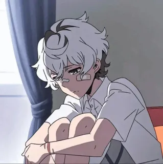 🎐 2c3050cc Anime, Nhân vật, Buồn, Băng gạc, Con trai, Phim hoạt hình telegram sticker