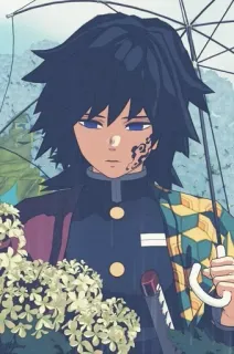 🌊 11e64c19 Giyu Tomioka Demon Slayer 애니메이션, 귀멸의 칼날, 토미오카 기유, 만화, 캐릭터 whatsapp sticker