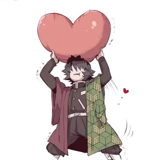 🌊 6b23a991 Giyu Tomioka Demon Slayer 애니메이션, 귀멸의 칼날, 토미오카 기유, 하트, 귀여운, 사랑 whatsapp sticker