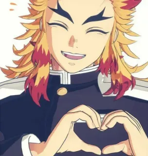 ✨ 6f100b1b Kyojuro Rengoku Demon Slayer 애니메이션, 귀멸의 칼날, 렌고쿠 쿄쥬로, 하트, 스티커 whatsapp sticker