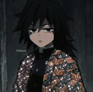 🌊 8e3142e3 Giyu Tomioka Demon Slayer 애니메이션, 귀멸의 칼날, 토미오카 기유, 반짝이, 만화 whatsapp sticker