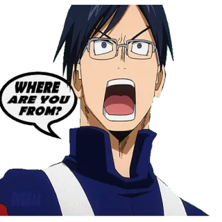🏳️ 672c7ca4 Tenya Iida My Hero Academia WHERE ARE YOU FROM? アニメ, 漫画, 質問, 飯田, 僕のヒーローアカデミア, 出身は？ telegram sticker