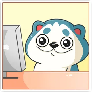 ☺️ 6796a2c6 perro, ordenador, dibujos animados, animal, pegatina telegram sticker