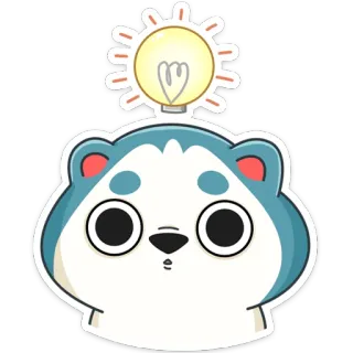 💡 a09591e9 Husky, Perro, Idea, Bombilla, Dibujo animado, Animal, Pegatina telegram sticker