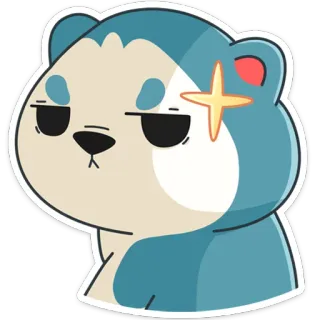 😤 b2e61f05 oso, dibujos animados, pegatina, lindo, animal, expresión, brillo, azul telegram sticker