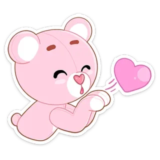 ❤️ 4ef84b21 ursinho de pelúcia, coração, fofo, rosa, amor, adesivo, desenho animado telegram sticker