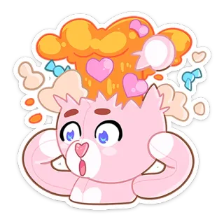 🤯 68d6f88a Desenho animado, Explosão, Corações, Fofo, Animal, Rosa telegram sticker