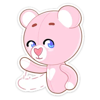 👋 d1e317a0 ursinho de pelúcia, desenho animado, fofo, rosa, kawaii, brinquedo, pelúcia, adorável telegram sticker