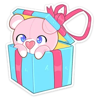 🎁 f74dc8aa urso, presente, caixa, fofo, brinquedo, animal, kawaii telegram sticker