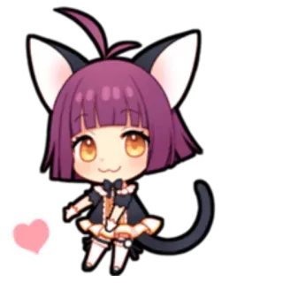 ❤ 3f68d8ee 치비, 고양이, 애니메이션 여자, 귀여운, 카와이, 하트 telegram sticker