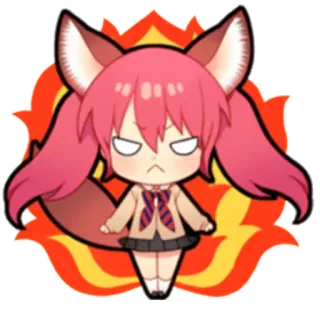 😡 a50cacd8 애니메이션, 만화, 여우 여자, 치비, 화난, 교복 telegram sticker