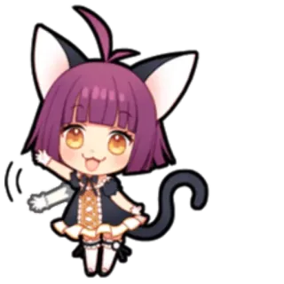 👋 f2ae251a 애니메이션, 치비, 고양이 소녀, 귀여운, 카와이 telegram sticker