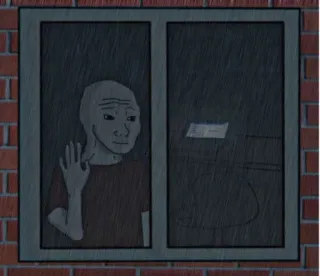 🌧 17b9a19a wojak, sad, lonely, rain, window, meme telegram sticker