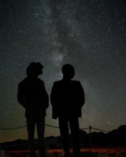 👬 3152dbdd stars, night sky, silhouette, people, dark, galaxy telegram sticker