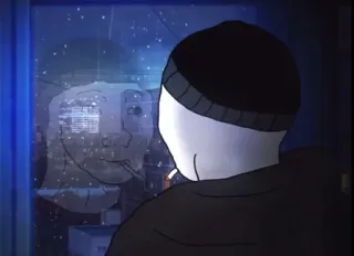 🚬 75f26a76 smoking, lonely, meme, doomer, winter, window telegram sticker