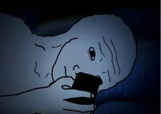 📱 fe3e762f Wojak meme, wojak, sad, lonely, depressed, phone telegram sticker