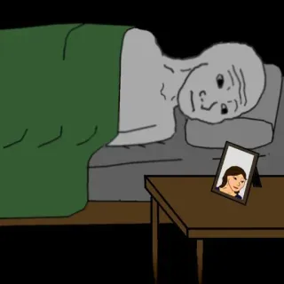 😐 ffb8fbba sad, bed, lonely, wojak, meme telegram sticker