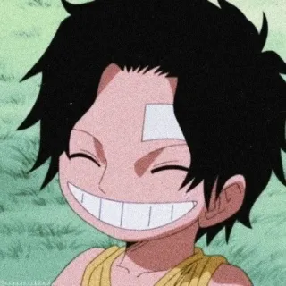 🌟 9896a660 Ace One Piece anime, sorrindo, desenho animado, personagem, jovem, menino telegram sticker