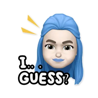 🤷‍♀️ 2b2cd4b4 I...GUESS? อิโมจิ, อวาตาร์, ผมสีฟ้า, กำลังเดา, สีหน้า, สติกเกอร์ telegram sticker
