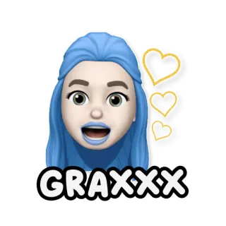 😍 d7f18677 GRAXXX การ์ตูน, อีโมจิ, หัวใจ, สีน้ำเงิน, ผู้หญิง, ตัวละคร telegram sticker