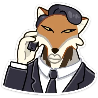 ☎ 52b6ca9c volpe, antropomorfo, animale, completo, uomo d'affari, telefono, adesivo telegram sticker