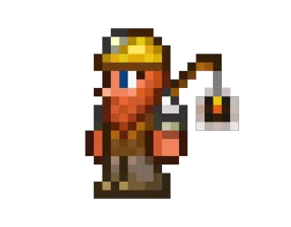 🌎 068aaea2 Terraria thợ mỏ, Terraria, trò chơi, pixel art, 2D telegram sticker
