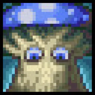 🍄 1e4f6e66 Pixel, Pilz, Blau, Fantasy, Baum whatsapp sticker