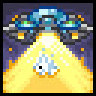 🛰 2bb9b084 Pixel Art, UFO, Entführung, Hase, Strahl whatsapp sticker