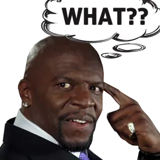 😠 7cf587c3 Terry Crews WHAT?? Terry Crews, quoi, confus, question, réflexion, drôle whatsapp sticker