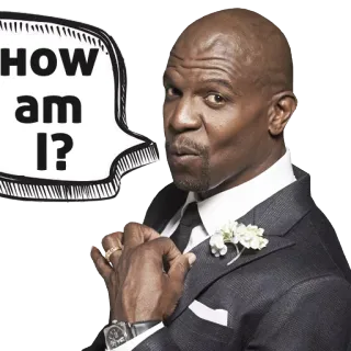 👔 bd1155d8 Terry Crews How am I? acteur, expression, costume, question, drôle whatsapp sticker