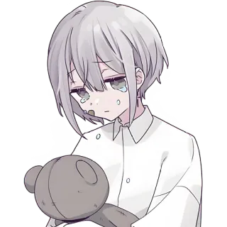 😢 759996c1 悲伤, 哭泣, 动漫, 卡通, 泰迪熊, 女孩, 情绪化 telegram sticker