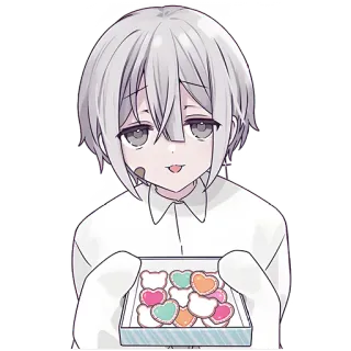 ☺️ 98f4b35a 动漫, 可爱, 饼干, 爱心, 甜, 男孩 telegram sticker