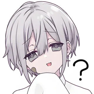 🤔 9aac42dc 动漫, 问号, 灰发, 表情, 卡通, 角色 telegram sticker