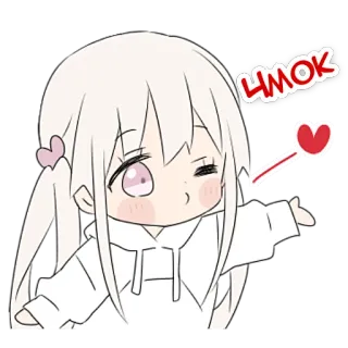 😘 5b1babaa Чмок Аниме, Милый, Сердце, Поцелуй, Мультфильм whatsapp sticker