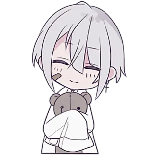 ☺️ 542f937c Anime, Chibi, Postać, Słodki, Pluszowy miś,  plaster telegram sticker