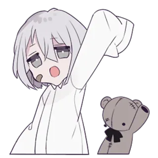 👋 c3226bef Anime, Kreskówka, Śpiący, Zmęczony, Piżama, Pluszowy miś, Kawaii, Słodkie telegram sticker