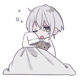 😴 da4dcaac śpiący, anime, słodki, kreskówka, kawaii, zmęczony, smutny, pluszowy miś telegram sticker