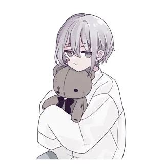 😒 3f334ae7 อนิเมะ, เด็กผู้ชาย, ตุ๊กตาหมี, น่ารัก, เศร้า whatsapp sticker