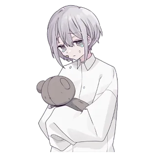 😭 d206afa8 อนิเมะ, เศร้า, ร้องไห้, ตุ๊กตาหมี, น่ารัก, อารมณ์ whatsapp sticker