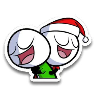 👬 536ca335 natal, liburan, kartun, persahabatan, berpelukan, topi santa, imut telegram sticker