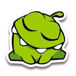😌 5db66872 Om Nom Cut the Rope Om Nom, Cut the Rope, hijau, imut, monster, kartun, permainan telegram sticker
