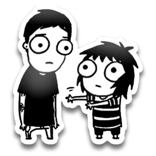 👫 b9410084 kartun, gambar, hitam putih, karakter, pasangan, hubungan telegram sticker