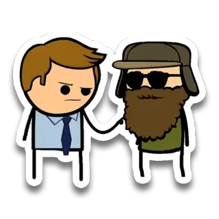 😕 faeabf08 kartun, stiker, pria, jenggot, kacamata hitam, Cyanide and Happiness telegram sticker