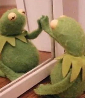 🌟 bd68b7c7 Kermit Kermit la Rana, rana, specchio, burattino, riflesso, saluto telegram sticker