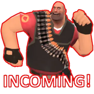 👣 ff3ee3f5 Heavy Team Fortress 2 INCOMING! วิดีโอเกม, Heavy Weapons Guy, TF2, กำลังมา, สายกระสุน whatsapp sticker