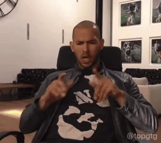 💬 a95f6be3 Andrew Tate @topgtg Mann, sitzen, Geste, Internet-Meme telegram sticker