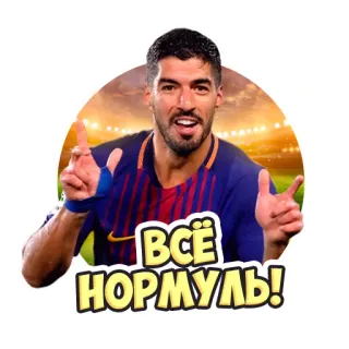 😜 a7c7379f Luis Suárez ВСЁ НОРМУЛЬ! piłka nożna, piłka nożna, świętowanie, sport telegram sticker